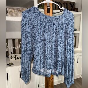 Wonderly Blue Botanical Print Blouse